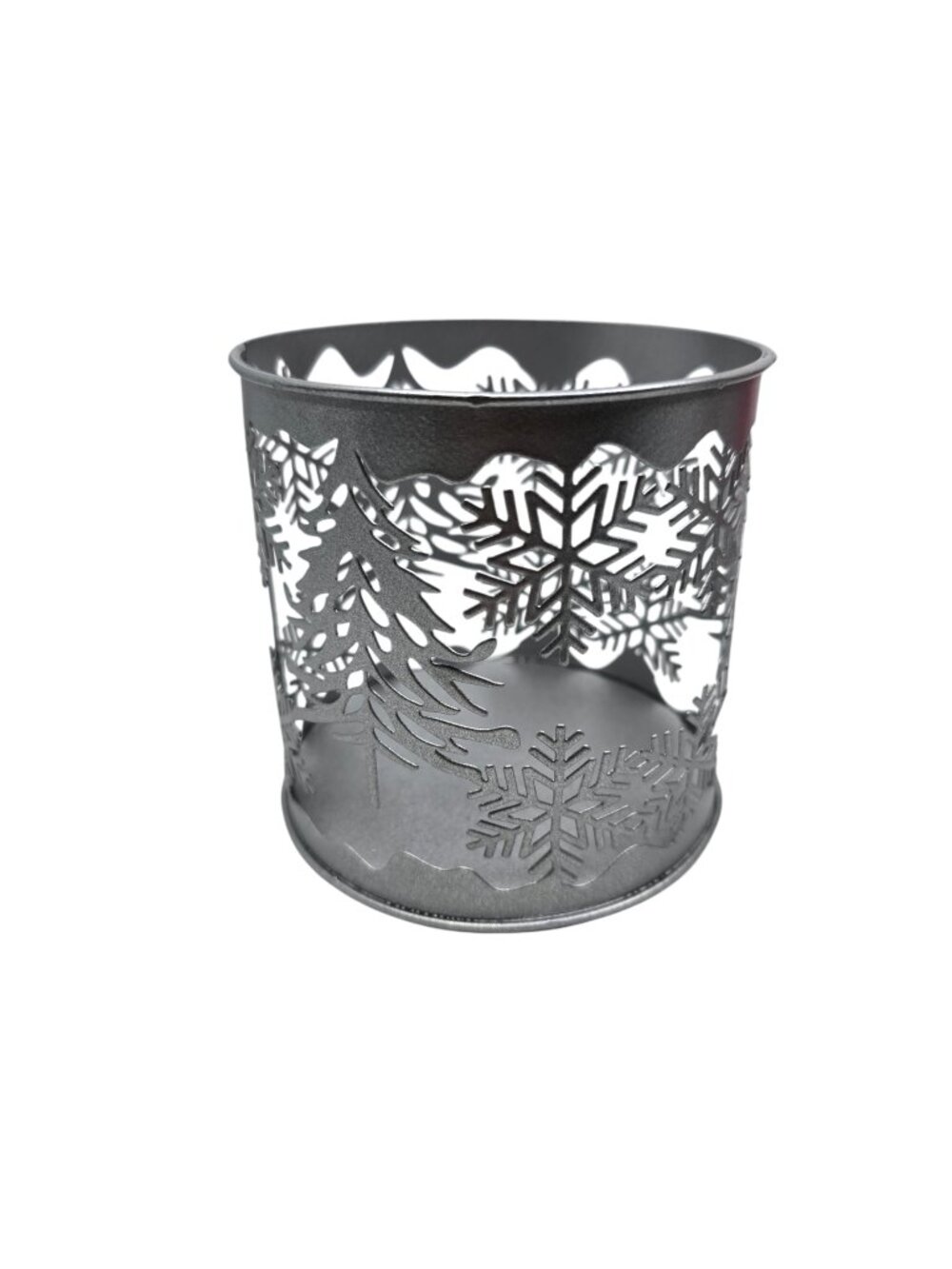 Two (2) Ashland Christmas Matted Silver / Grey Metal Candle Holder NEW